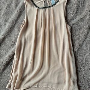 Design History Blush Sleeveless Blouse with Black Trim